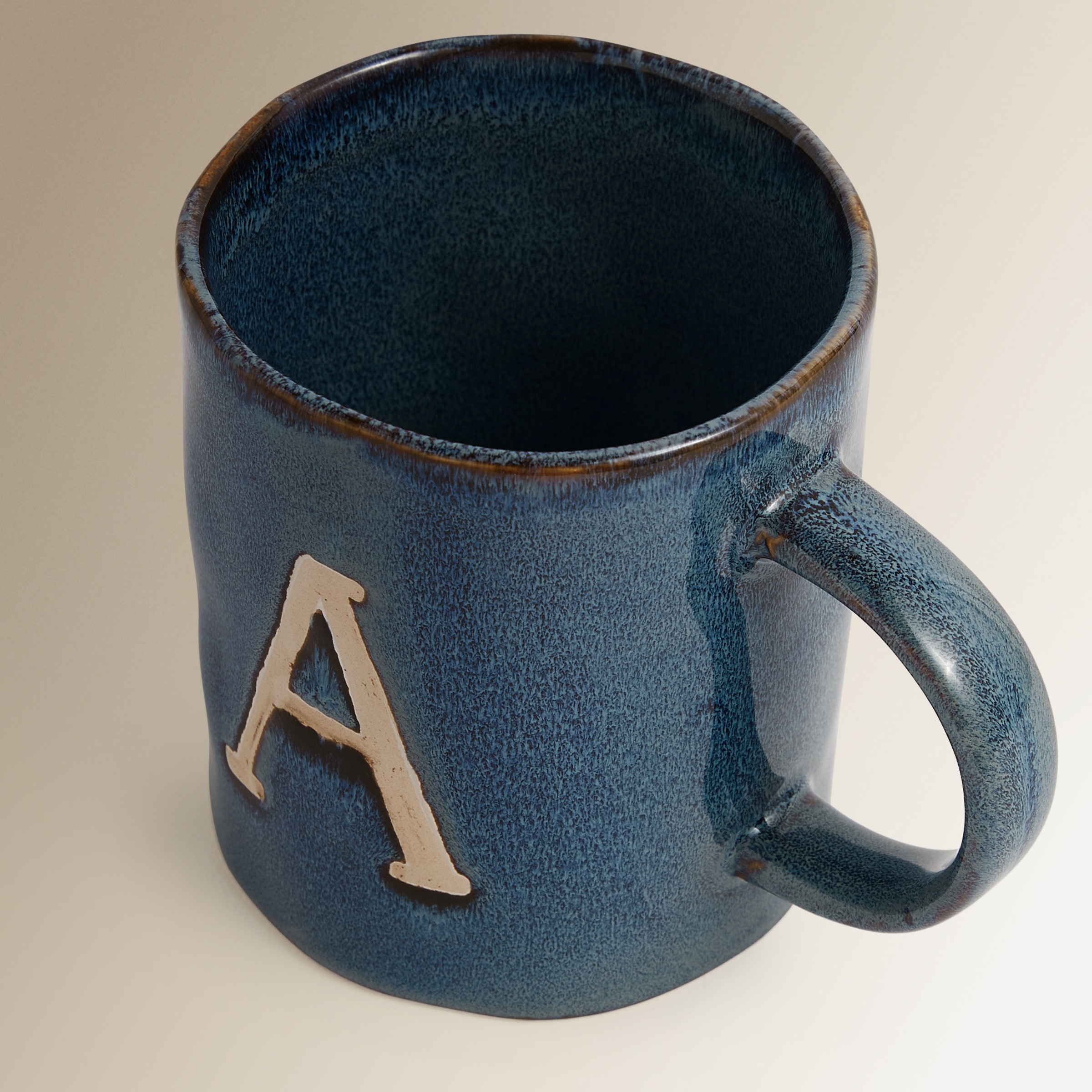 Caneca com Inicial "A" Azul / Branco-3