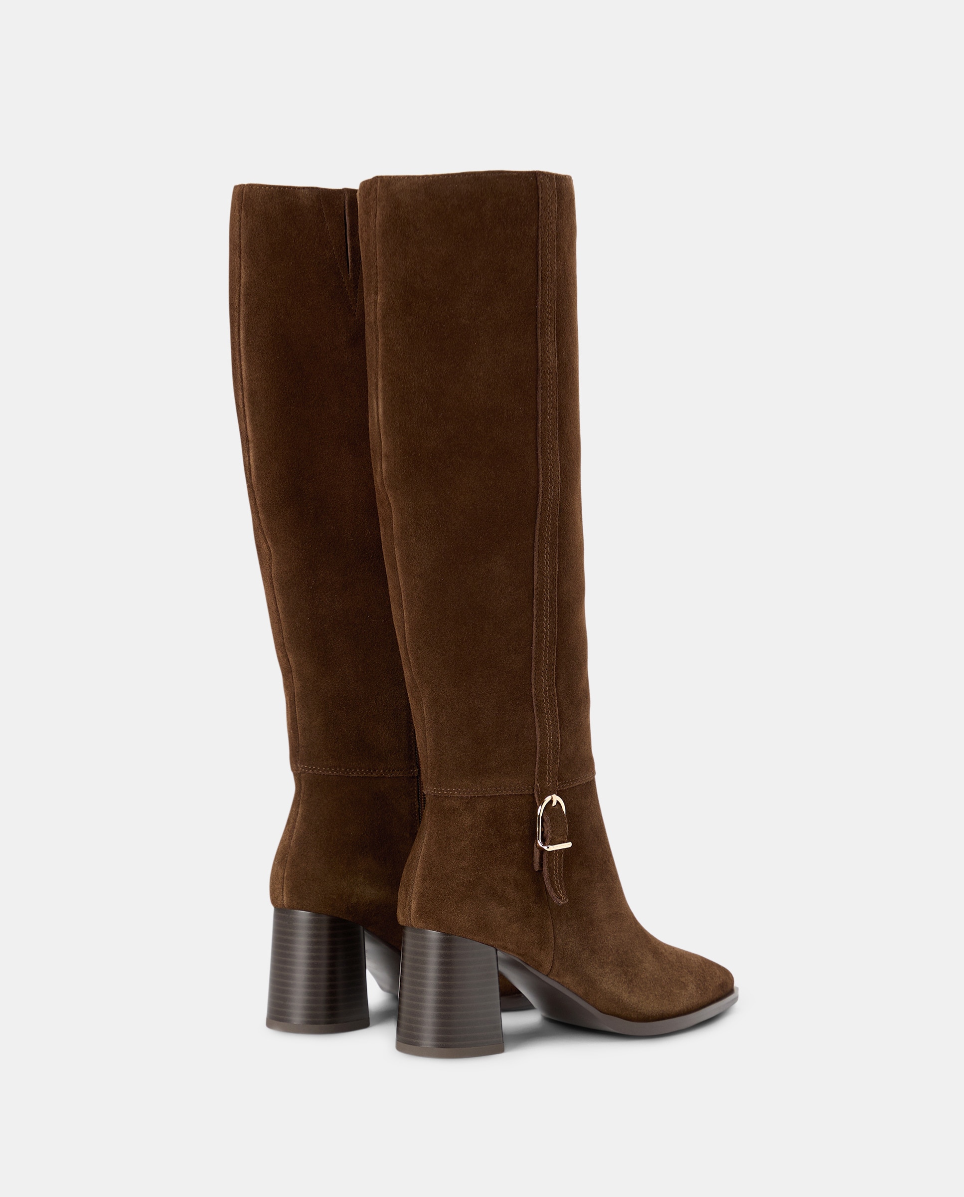 Botins de Salto com Fivela Castanho-3