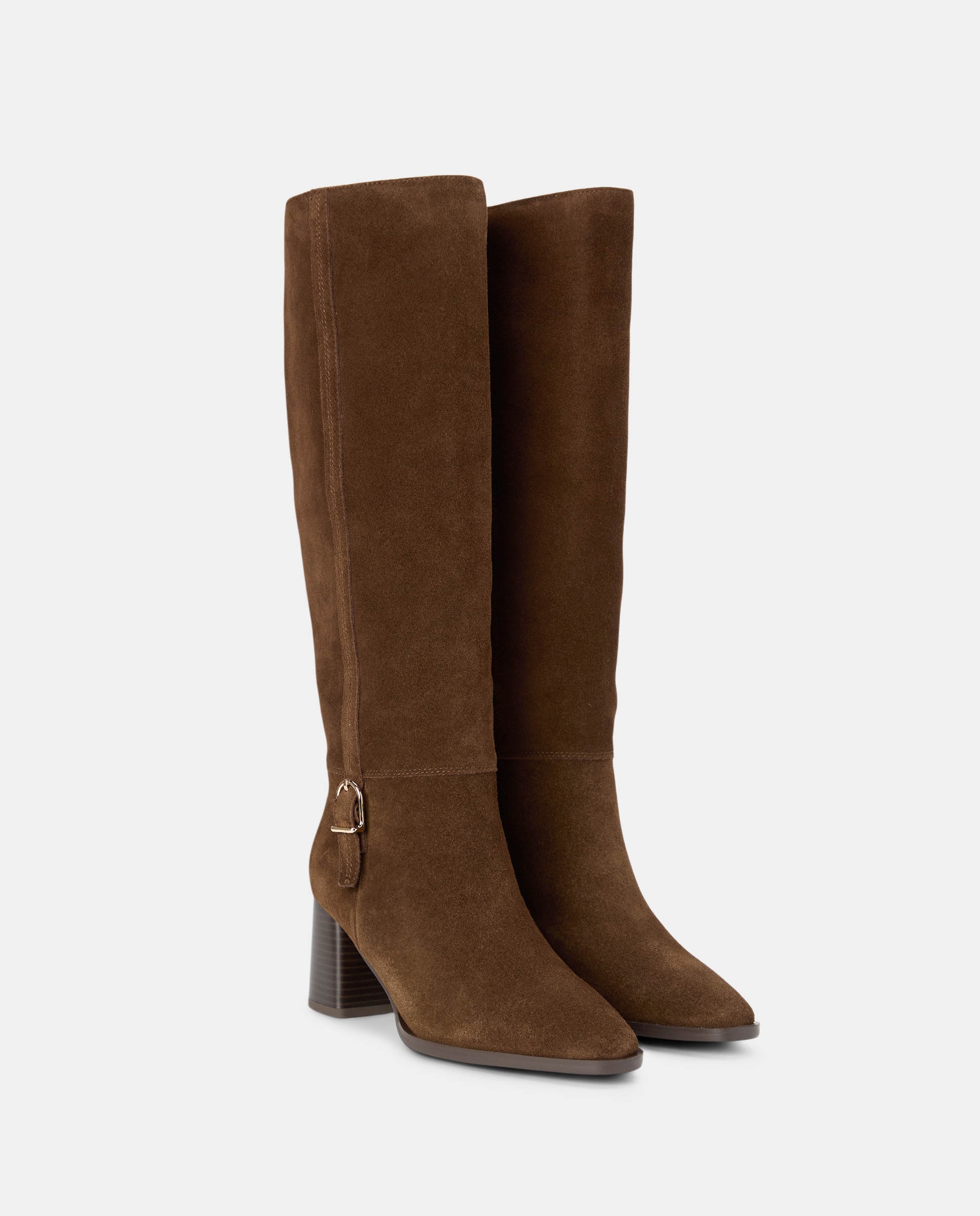 Botins de Salto com Fivela Castanho-2