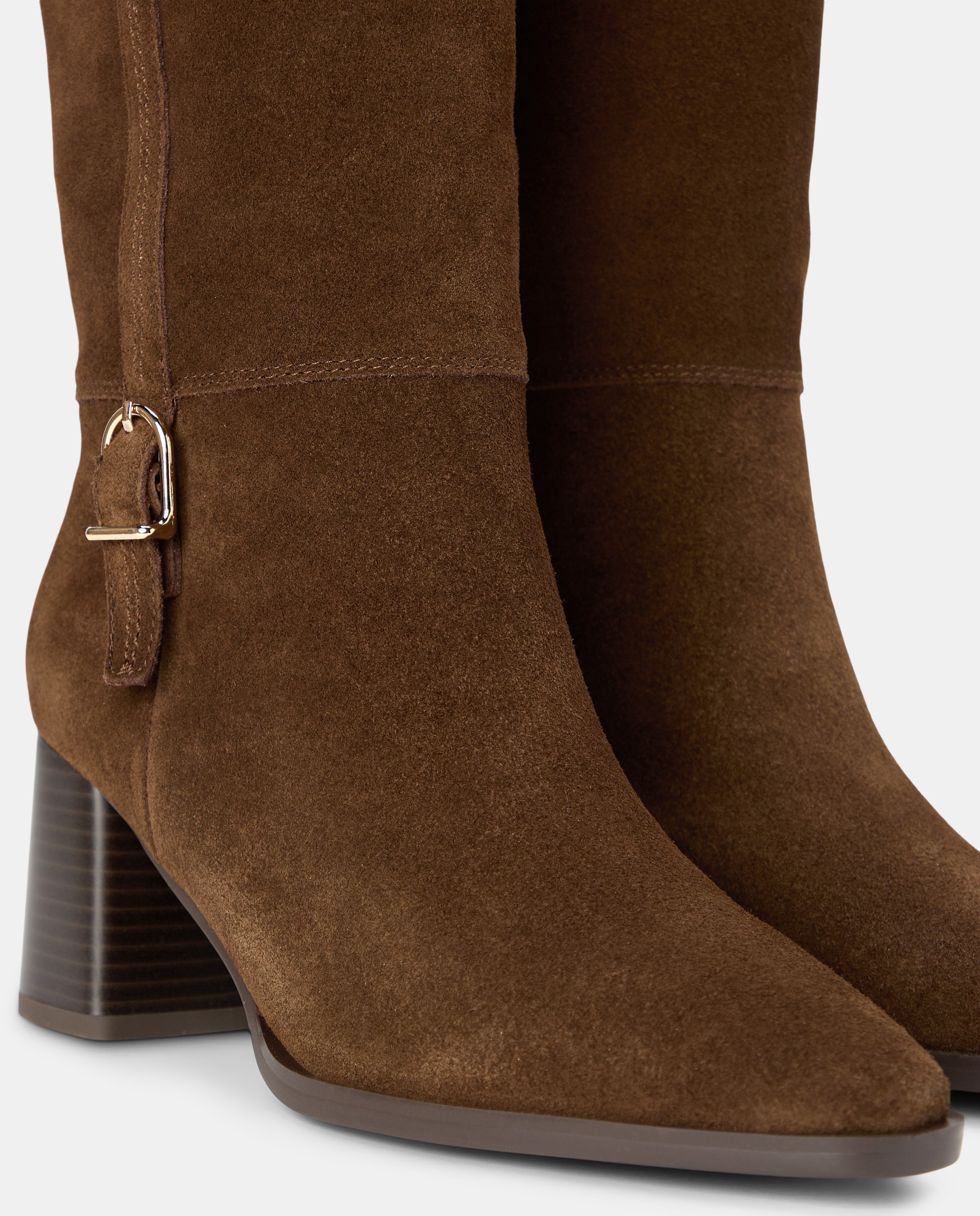Botins de Salto com Fivela Castanho-4