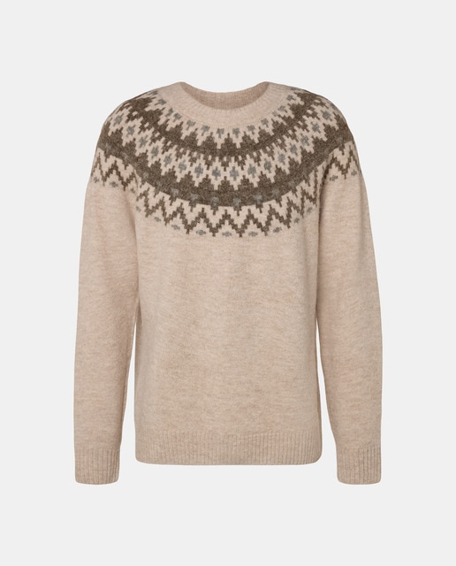 Imagem 0 de Camisola de Malha com Gola Redonda com Jacquard de Rebordo Decorativo