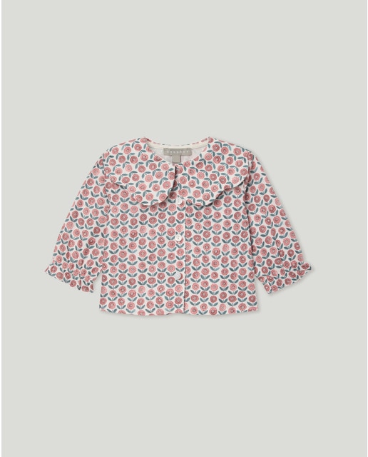 Imagem 0 de Blusa Estampada de Bebé com Gola de Pétala e Manga Comprida