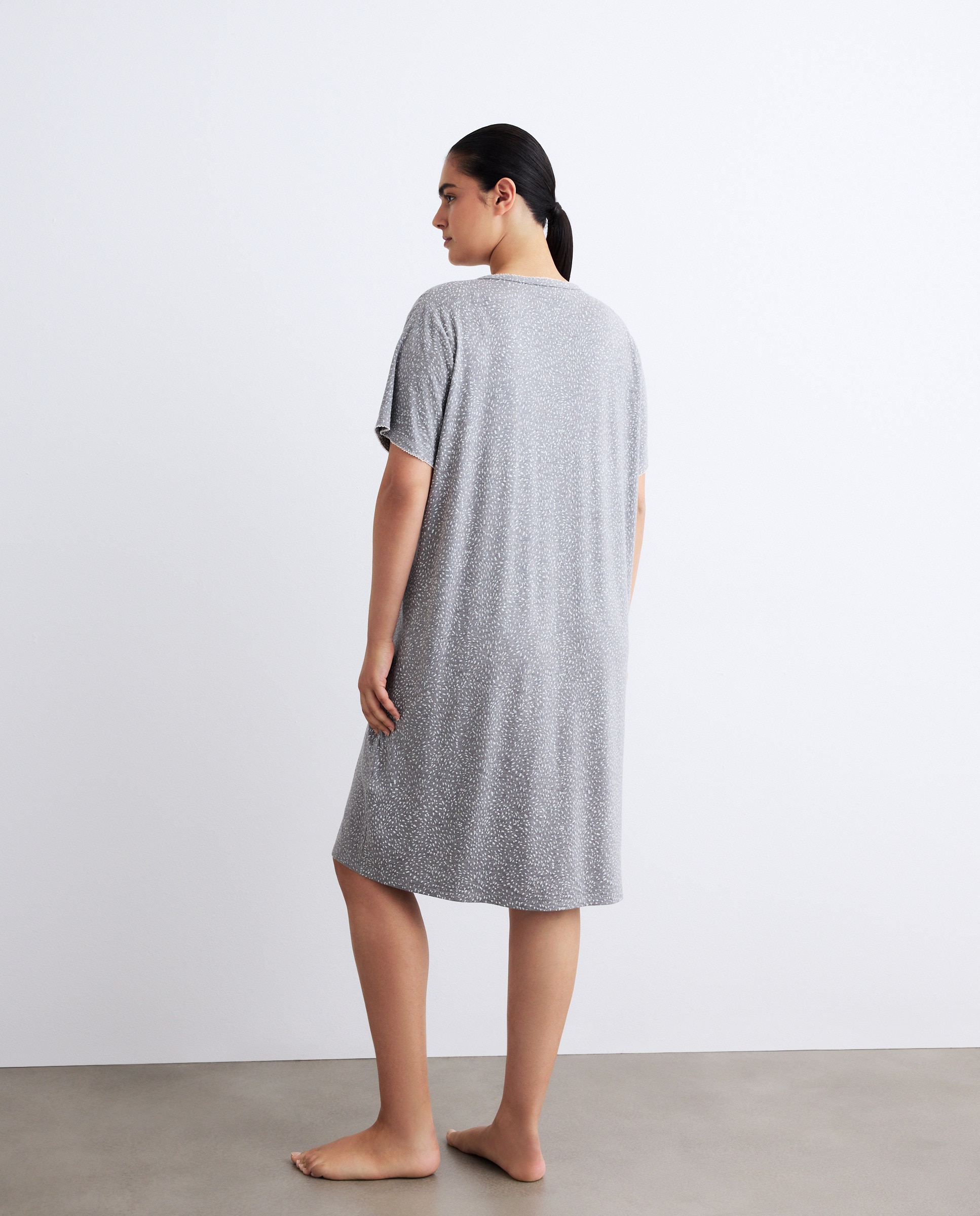 Camisa de Dormir com Pregas 820 Cinzento Médio-3