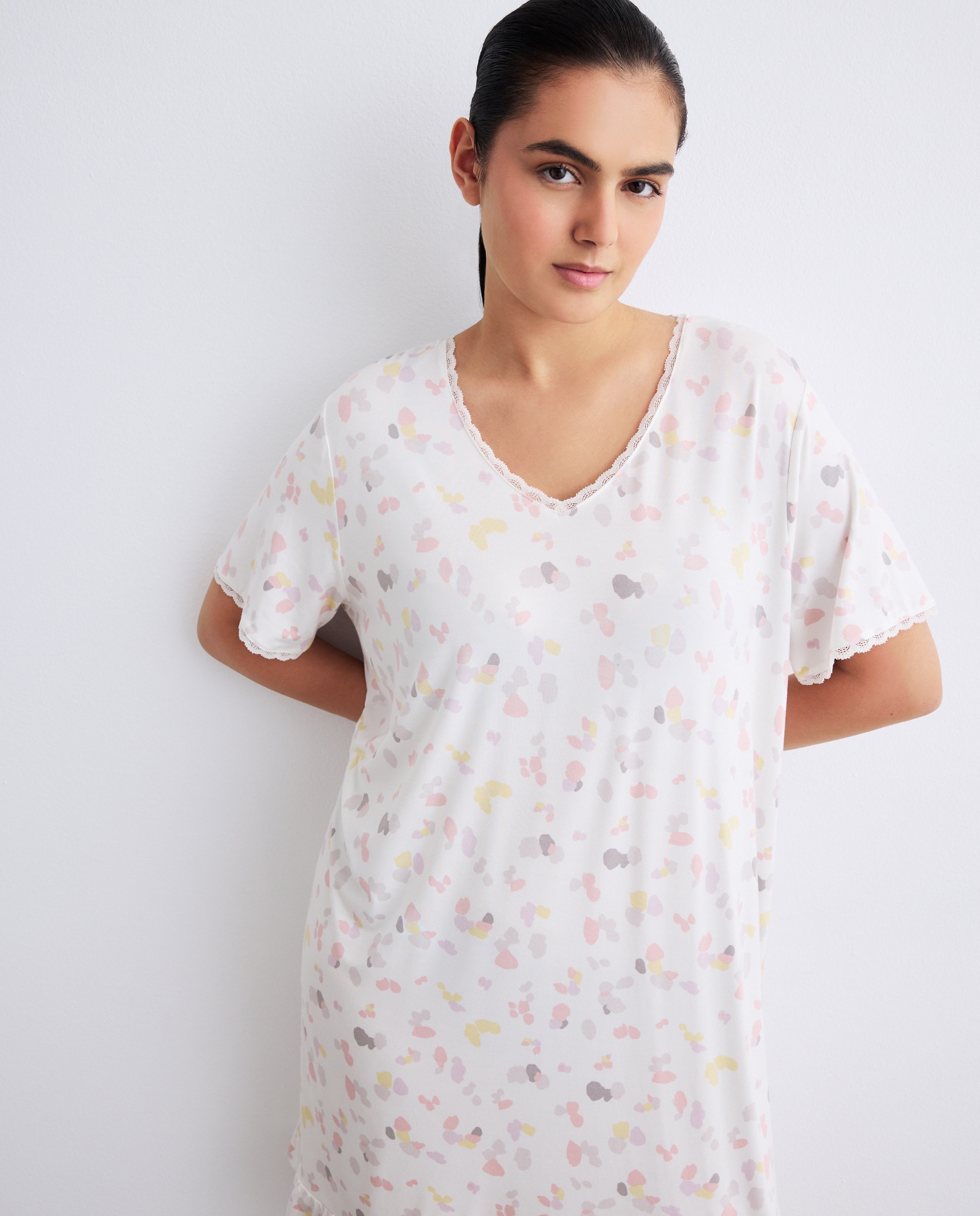 Camisa de Dormir Estampada com Folho Multicolor-2