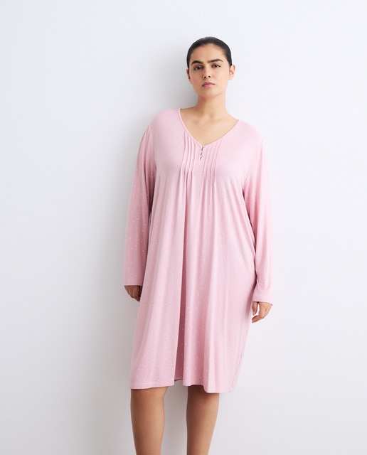 Imagem 0 de Camisa de Dormir com Decote em Bico com Três Botões