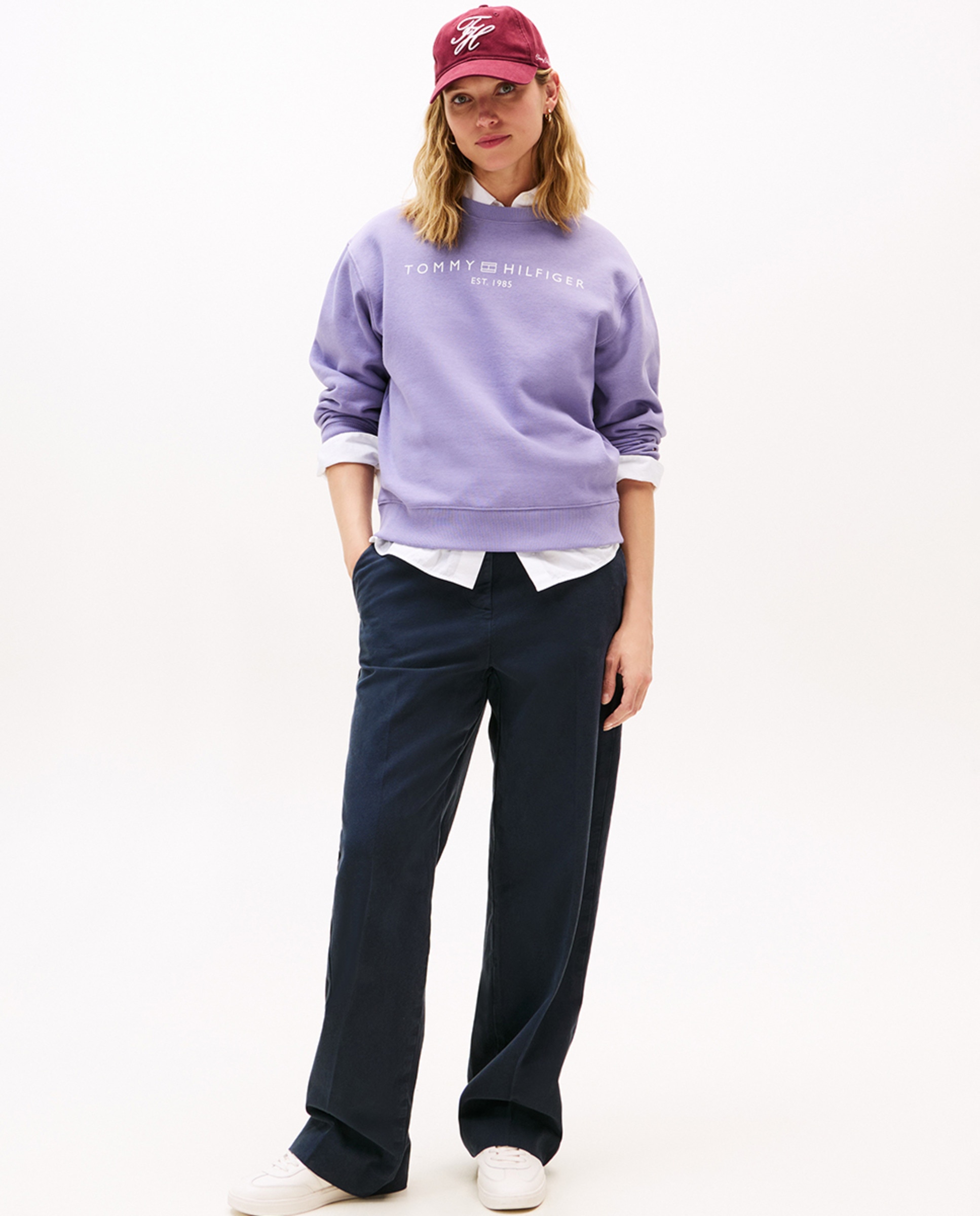 Sweatshirt de Decote Redondo com Logótipo à Frente Lilás-5