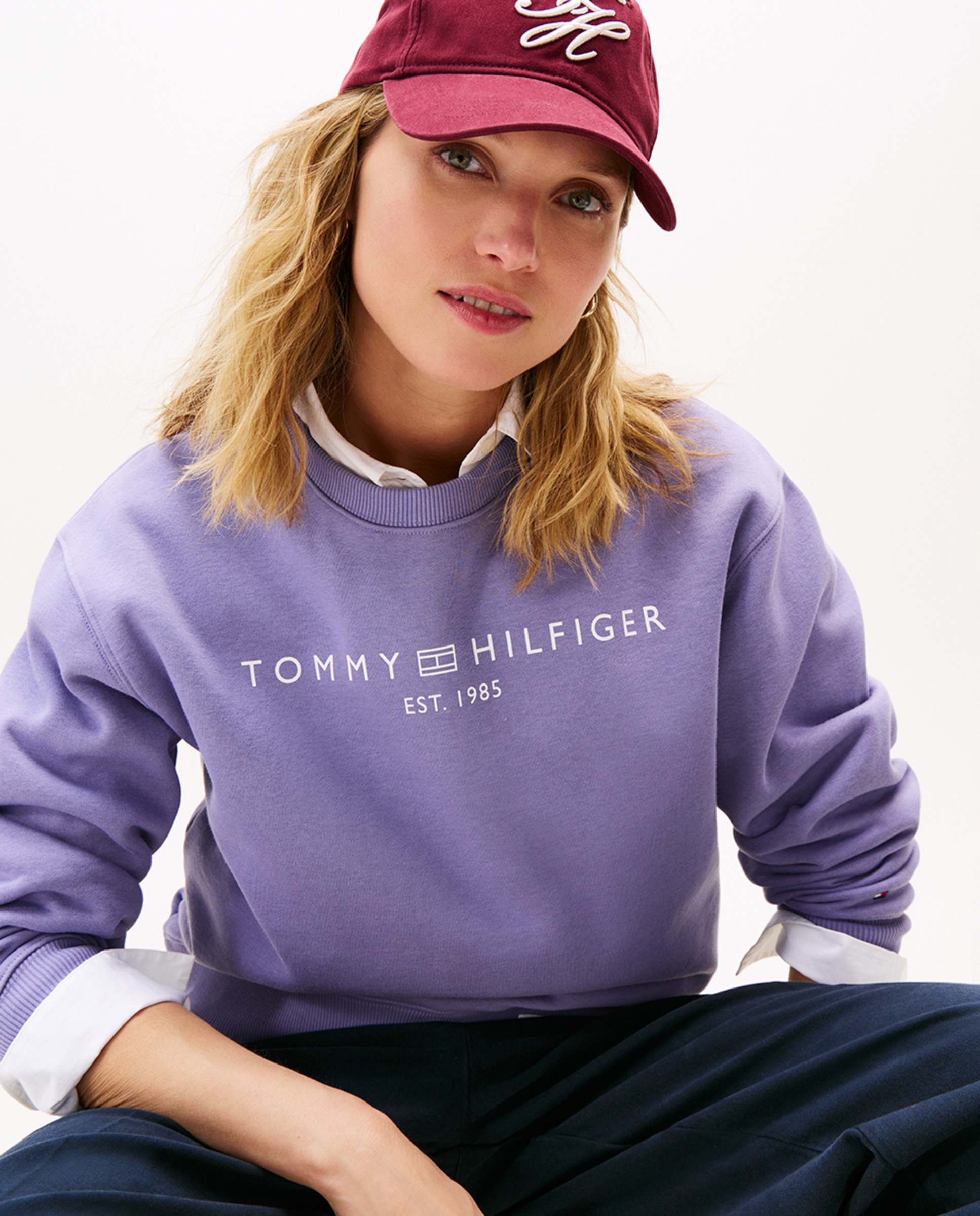 Sweatshirt de Decote Redondo com Logótipo à Frente Lilás-3