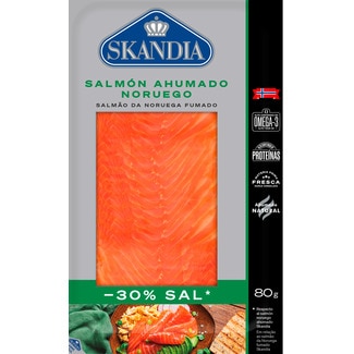 Salmão Fumado Norueguês -30% de Sal embalagem 80 g - Skandia Vida
