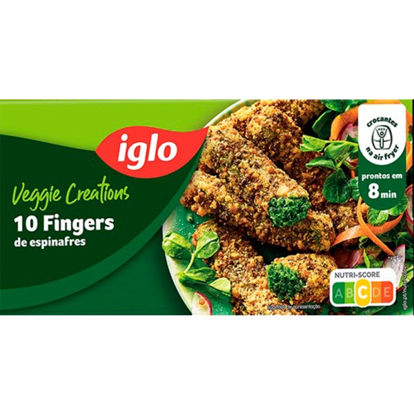 10  Veggie Fingers de Espinafres embalagem| 284 g