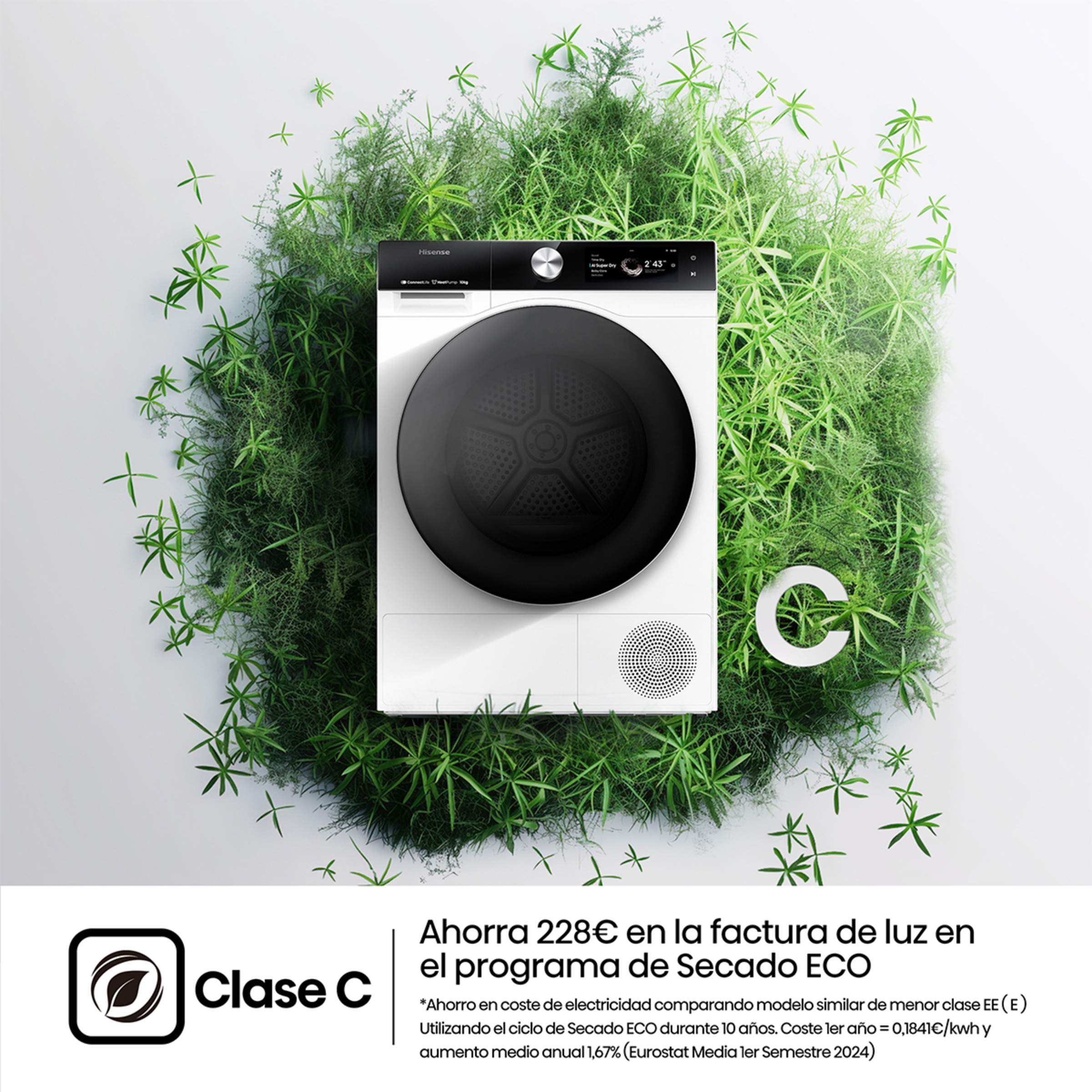 Secadora Hisense 10 kg, Bomba de calor, Condensación Serie 7S - DH7S107BW Blanco-5