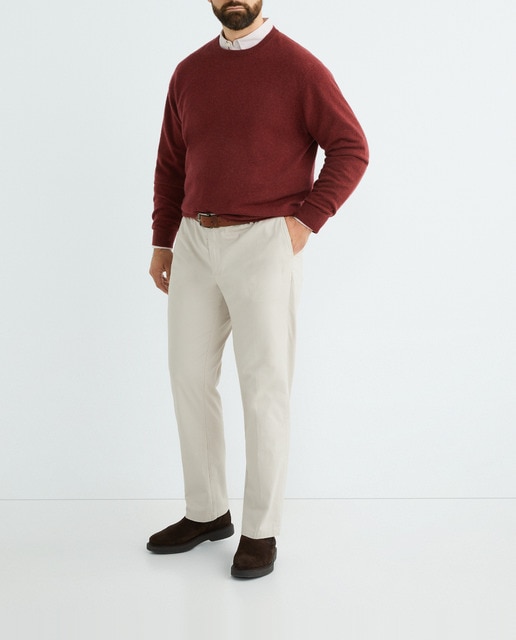 Imagen 0 de Jersey de hombre cuello redondo liso 100% cashmere tallas grandes