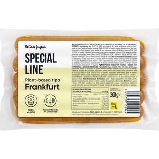salchichas 100% vegetales tipo Frankfurt envase 200 g - Special Line El Corte Ingles