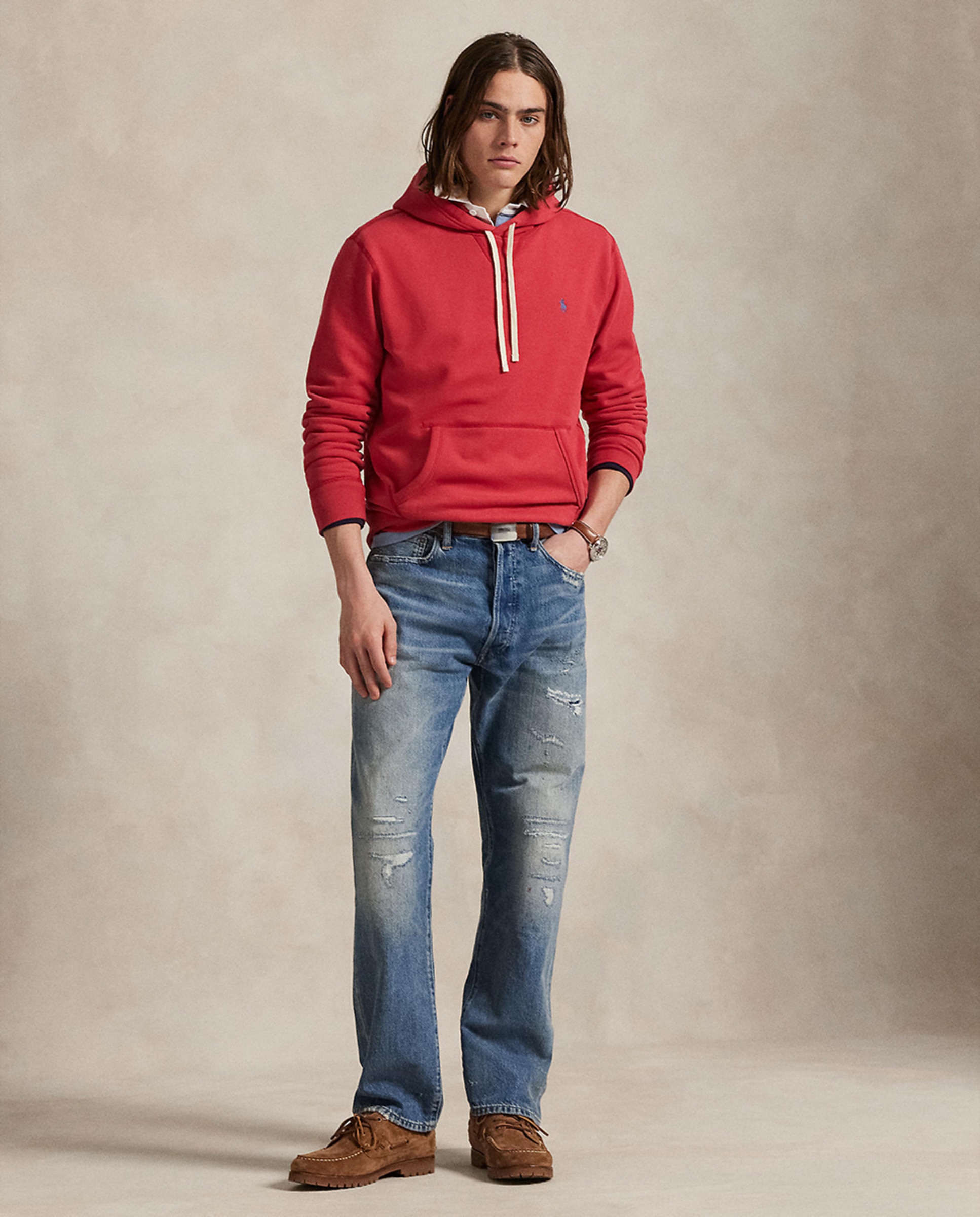 Sweatshirt de Felpa com Capuz Vermelho-5