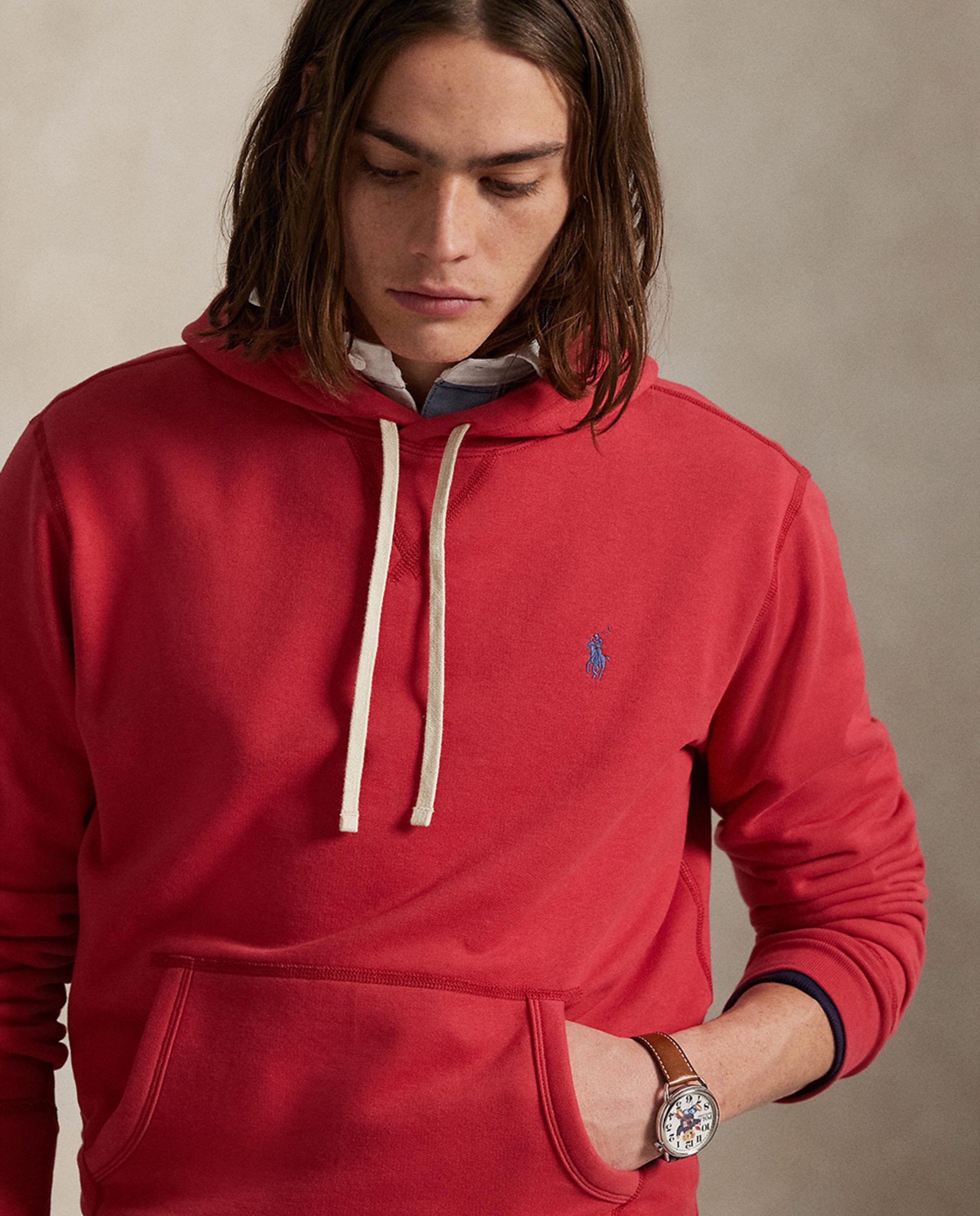 Sweatshirt de Felpa com Capuz Vermelho-3