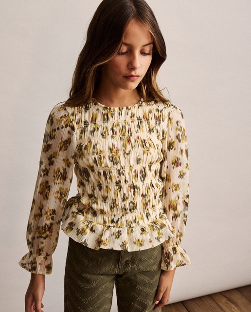 Imagem 0 de Blusa de Chiffon com Manga Comprida e Elásticos