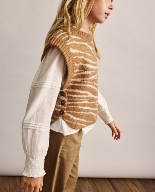Imagem 0 de Colete de Intársia com Animal Print de Zebra