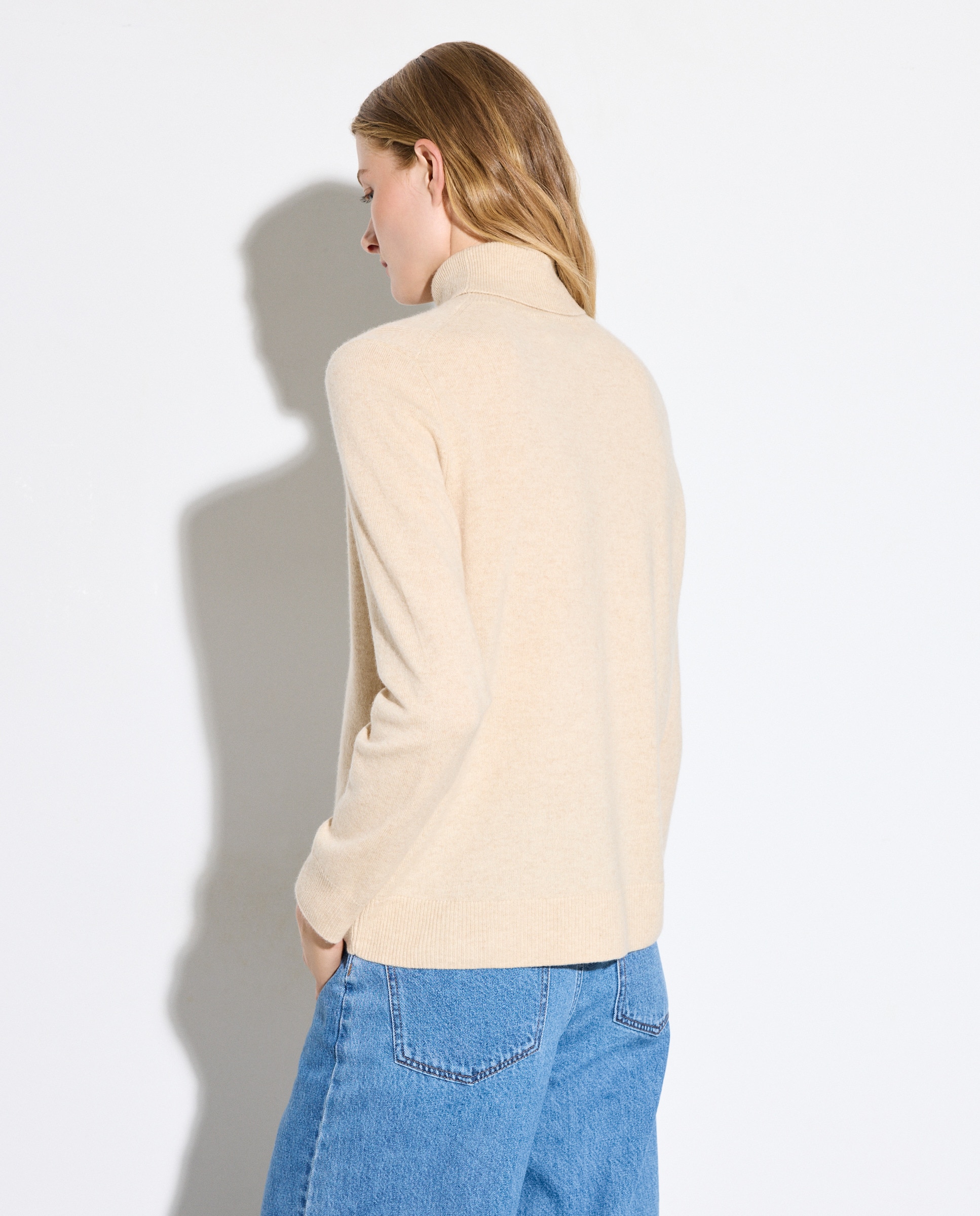 Camisola de Malha 100% Caxemira com Gola Cisne 730 Camel-3
