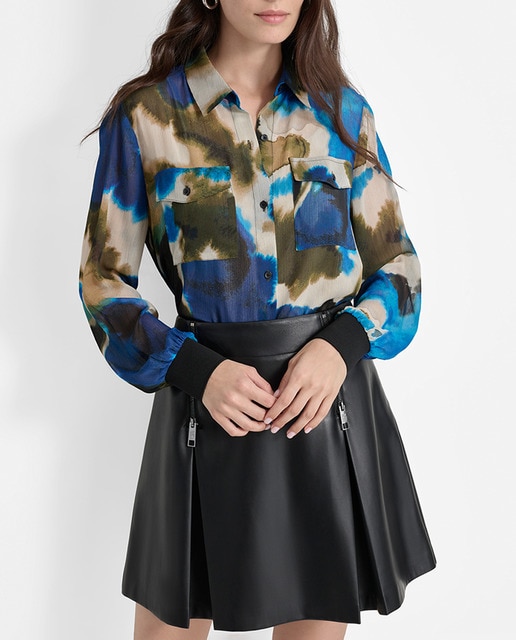 Imagen 0 de Camisa de mujer con mangas largas y botonadura frontal