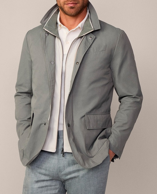 Imagen 0 de Chaqueta deportiva estilo blazer de hombre verde de algodón y nylon tallas grandes