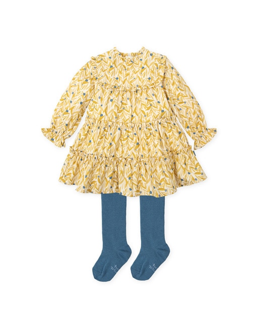 Imagen 0 de Conjunto de bebé niña de vestido estampado con leotardos