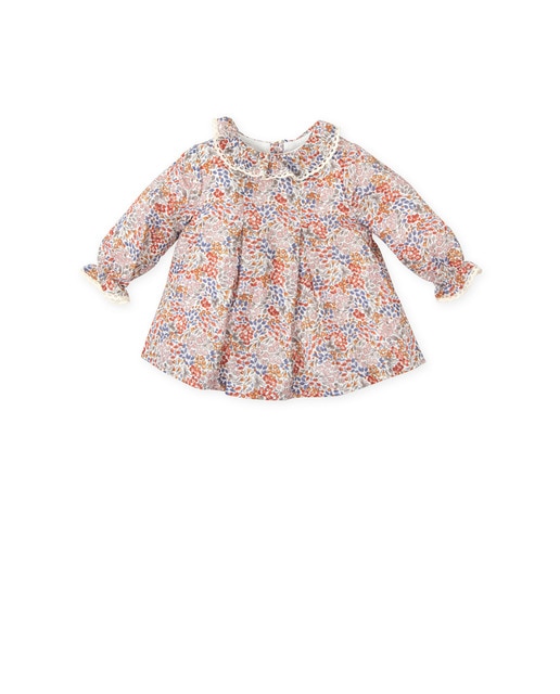 Imagen 0 de Vestido de bebé niña estampado con volante en cuello