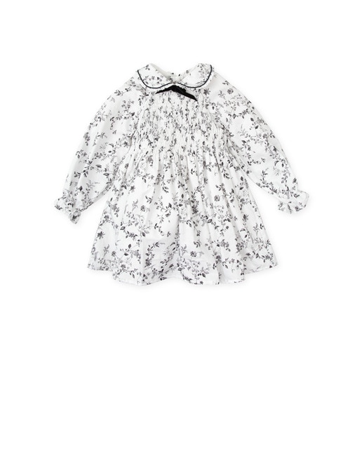 Imagen 0 de Vestido de bebé niña estampado con canesú de gomas