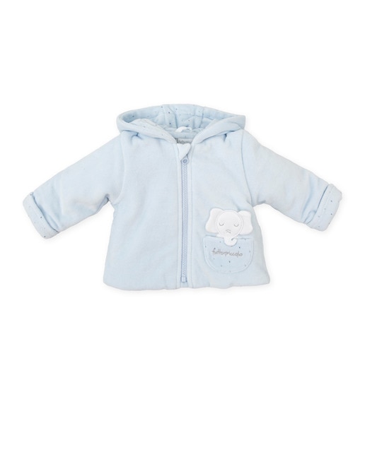 Imagen 0 de Chaquetón de bebé niño tundosado con capucha y cierre de cremallera