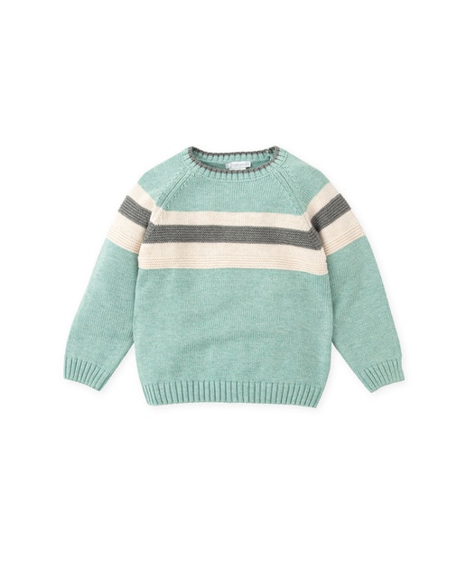 Imagen 0 de Jersey de bebé niño verde mar con rayas a contraste