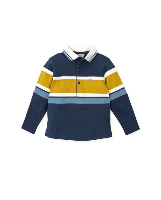 Imagen 0 de Polo de bebé niño de manga larga con rayas a contraste