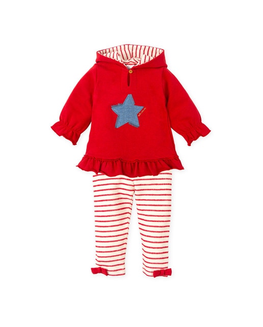 Imagen 0 de Conjunto de bebé niña 2 piezas sin pie rojo con estrella