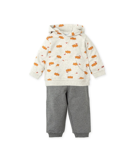 Imagen 0 de Conjunto de bebé niño 2 piezas sin pie gris con estampado