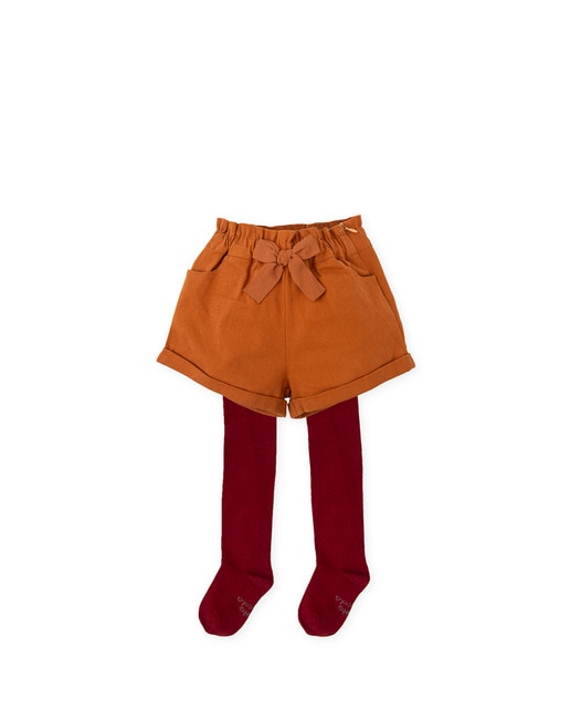 Imagen 0 de Conjunto de bebé niña de short en naranja con leotardos