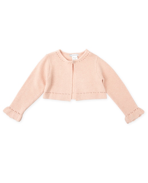 Imagen 0 de Chaqueta de bebé niña tricot con detalles calados y cierre de botón