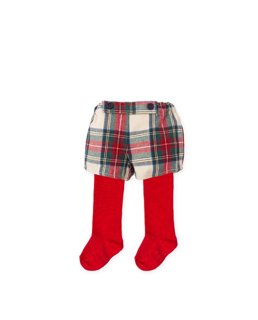 Imagen 0 de Conjunto de bebé niño de bombacho a cuadros con leotardos