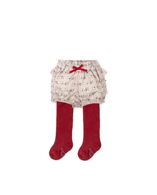 Imagen 0 de Conjunto de bebé niña de bombacho estampado con leotardos