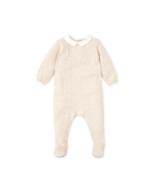 Imagen 0 de Pelele de bebé niño tricot con cuello a contraste