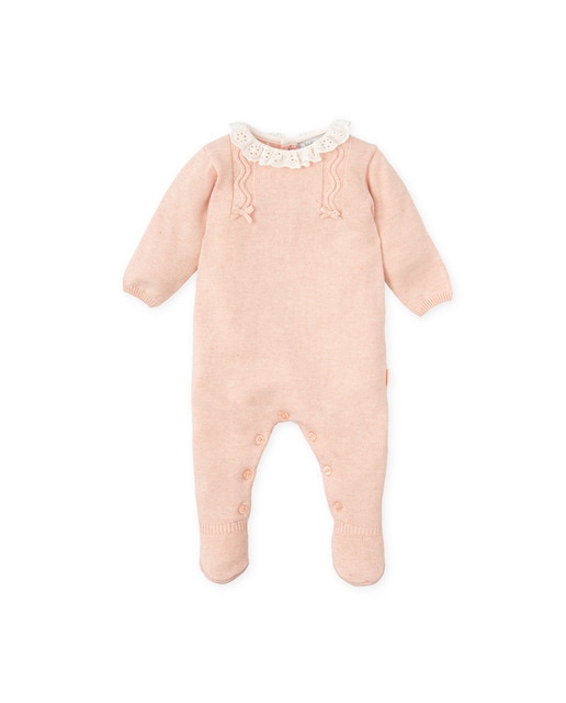 Imagen 0 de Pelele de bebé niña tricot con cuello a contraste