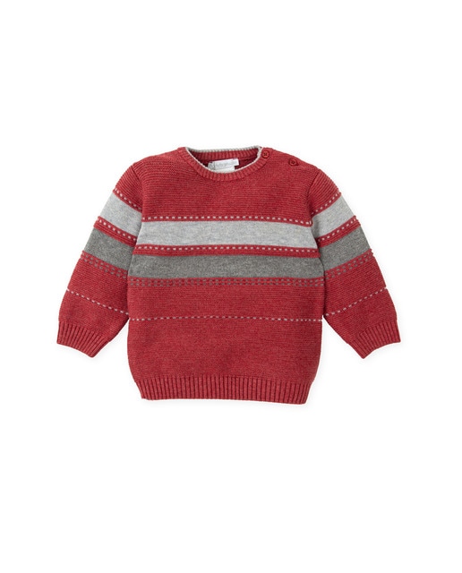 Imagen 0 de Jersey de bebé niño carmín con rayas