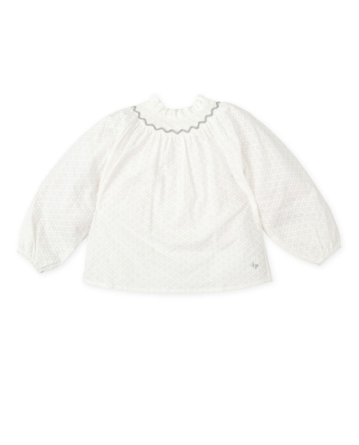 Imagen 0 de Blusa de bebé niña blanco químico con decoración en escote