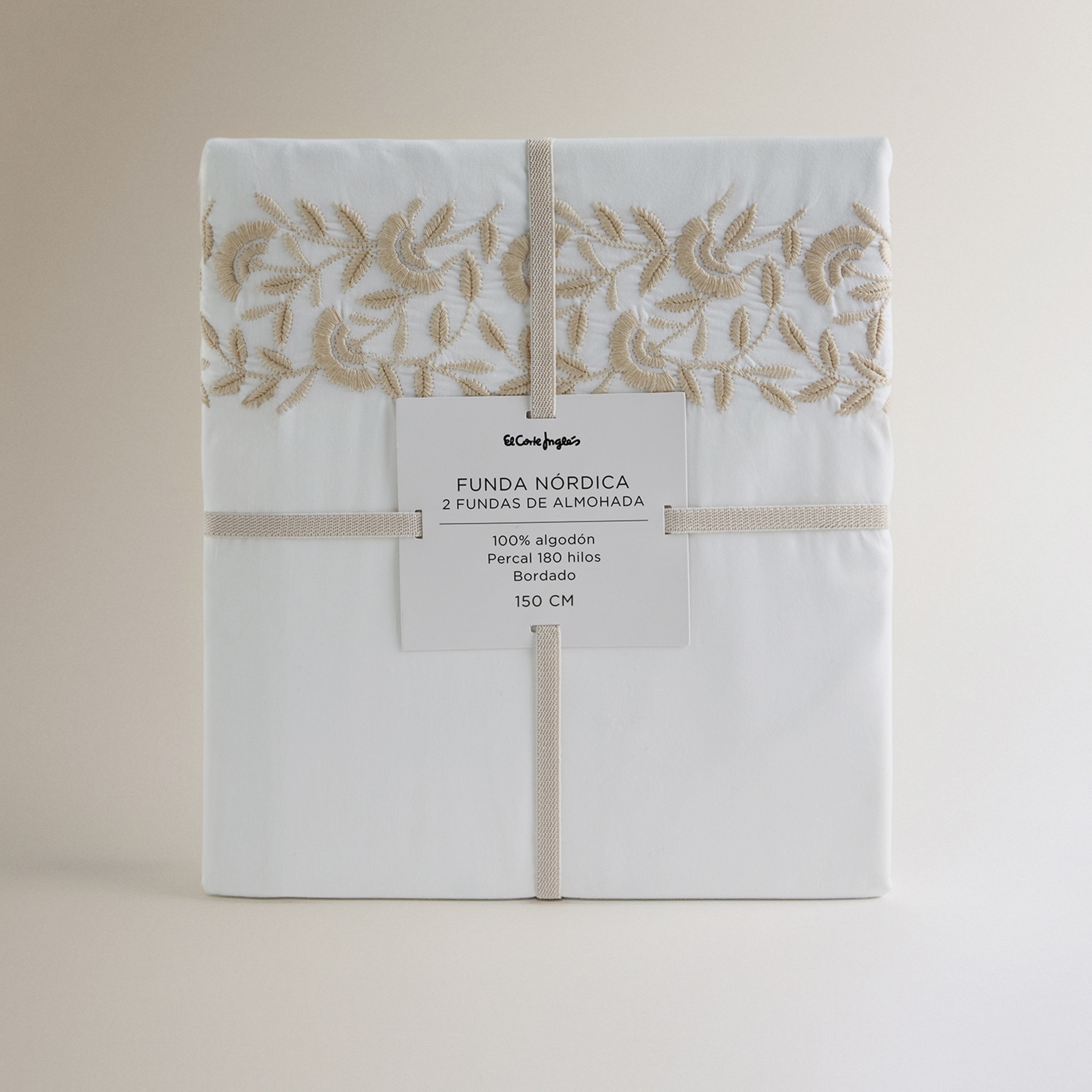 Juego de funda nórdica algodón percal Margot El Corte Inglés Beige-8