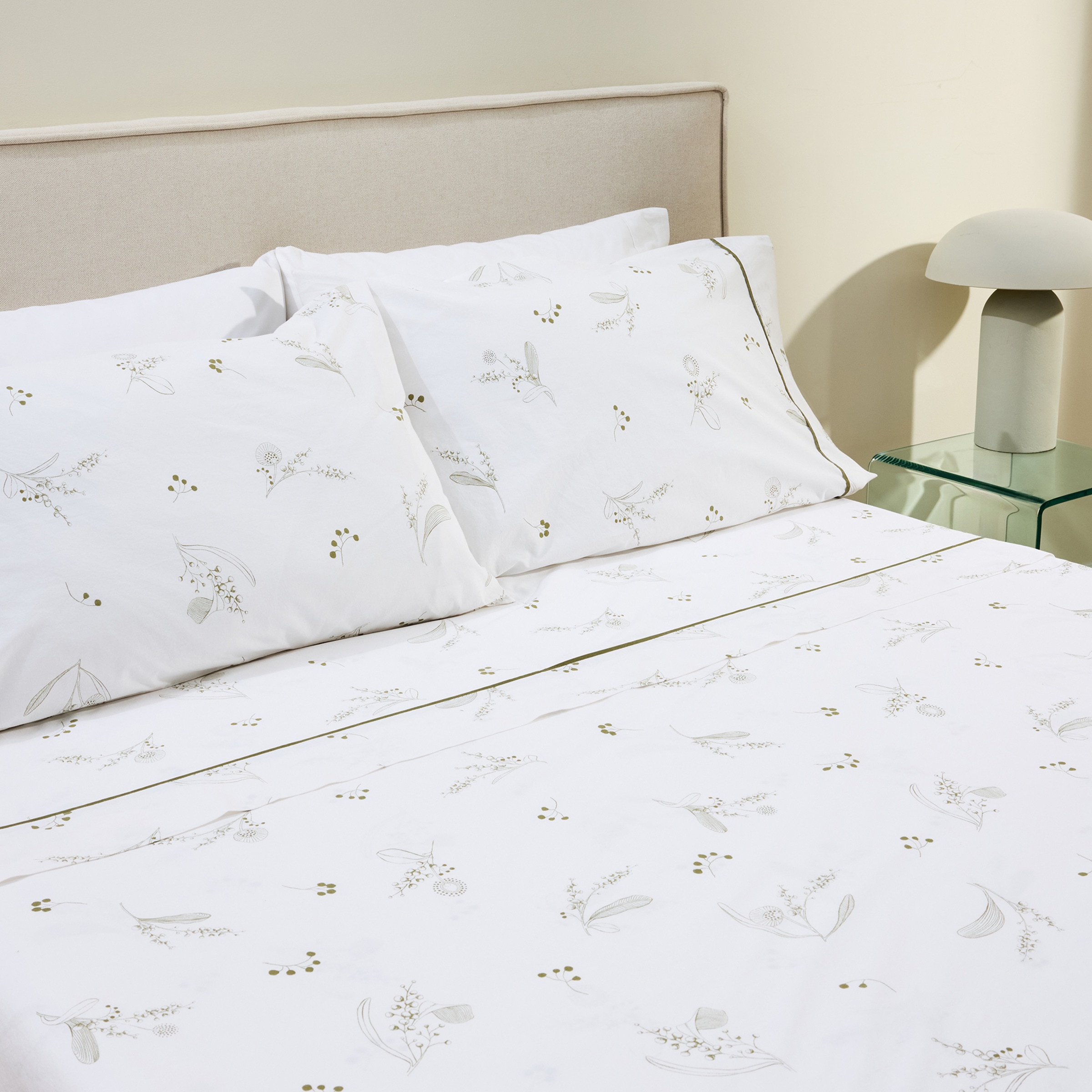 Conjunto de Lençóis de Algodão Alborada Verde-1