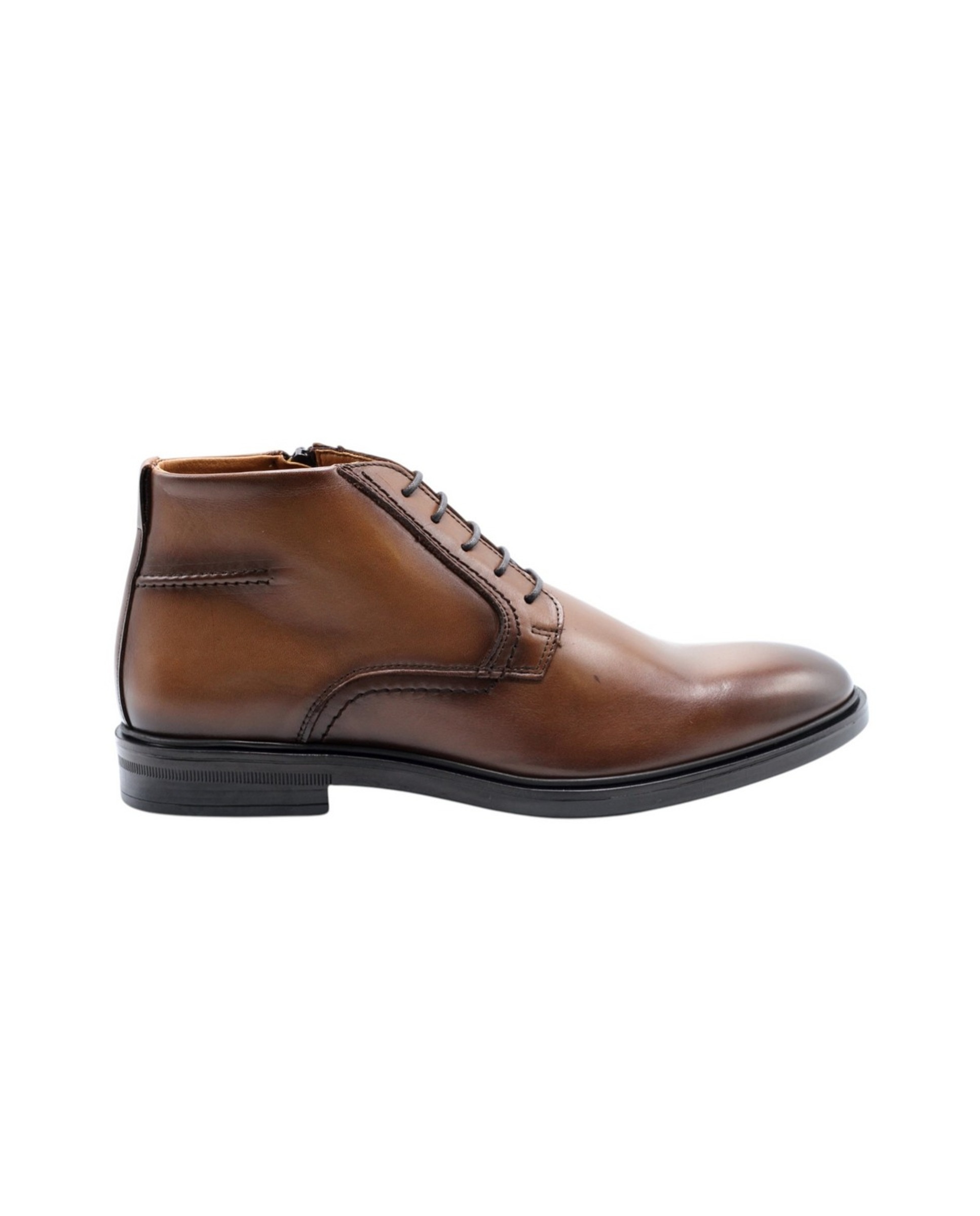 Botas Eco com Atacadores em Pele Castanho Castanho-1