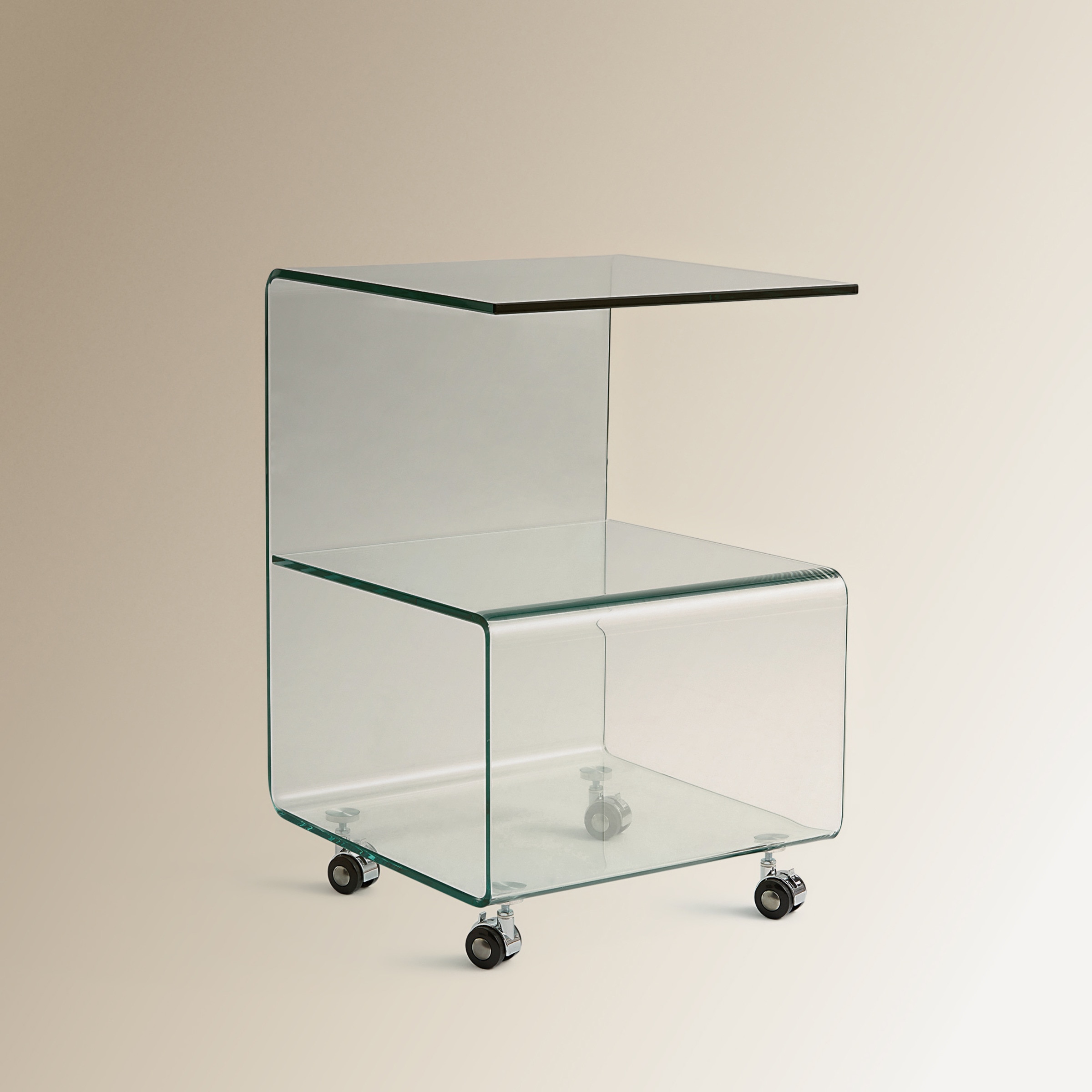 Mesa Auxiliar de Vidro com Rodas Shiny Transparente-2