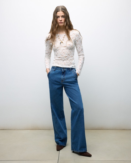 Imagem 0 de Jeans Wide Leg de Cintura Média Total Look