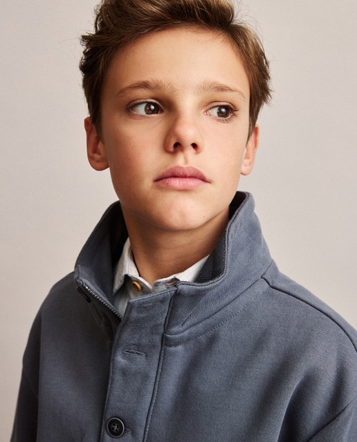 Imagem 0 de Sweatshirt Tipo Polo com Botões e Fecho de Correr
