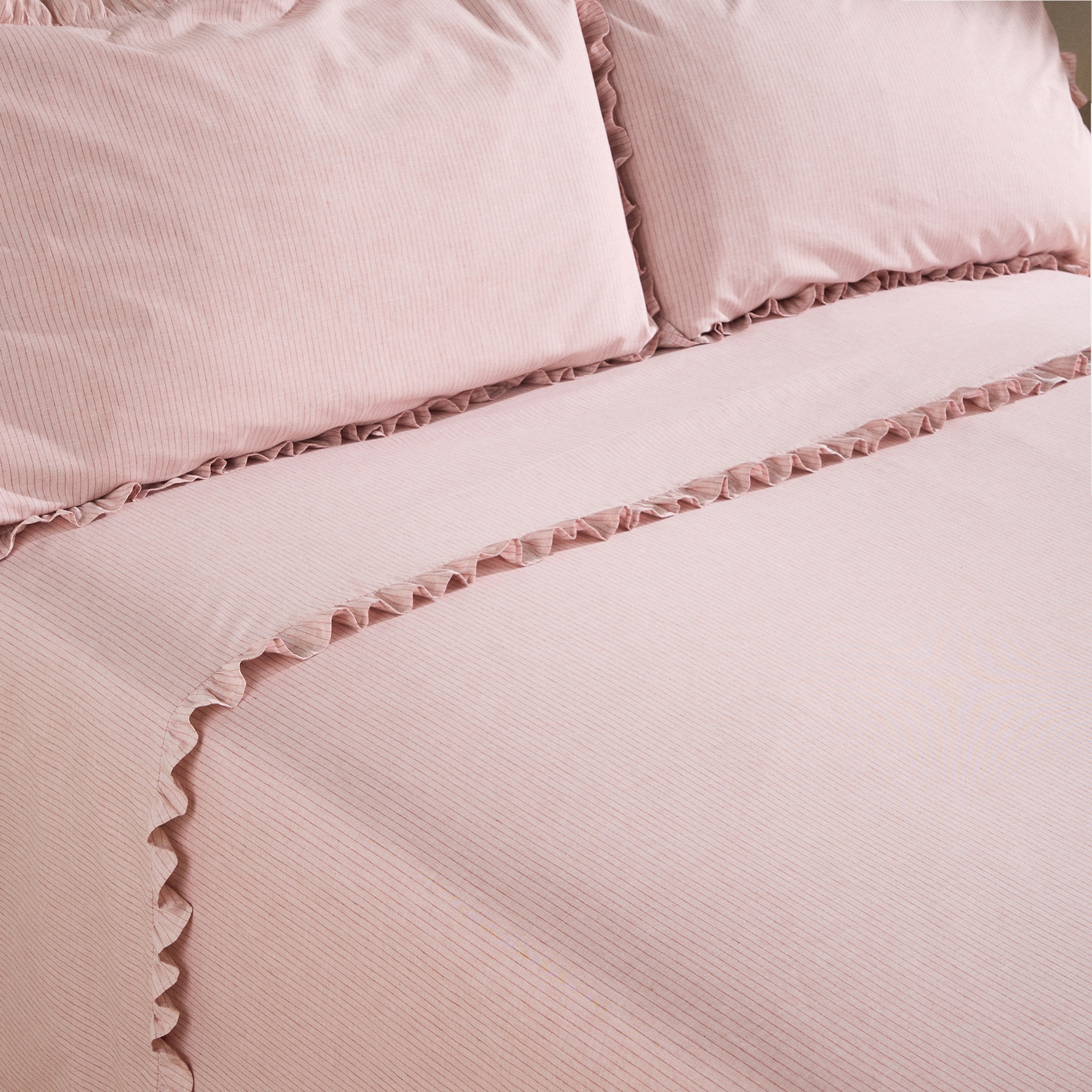 Juego de sábanas algodón Melange Rosa-1