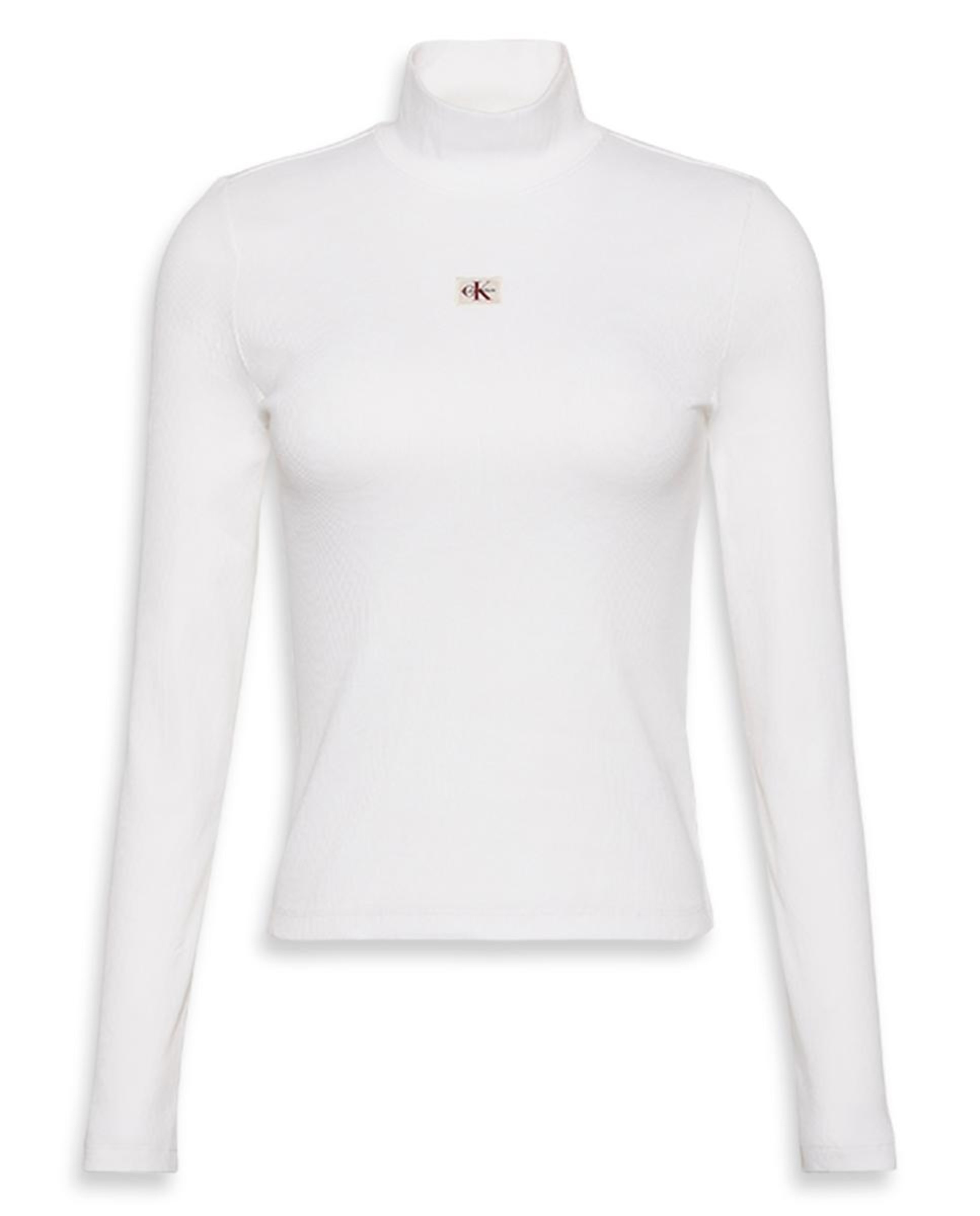 Camisola de Manga Comprida com Gola Alta Branco-6