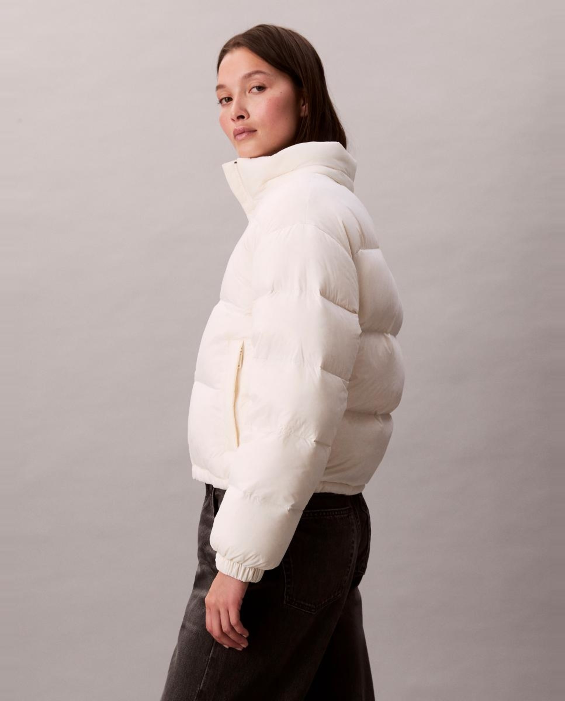 Casaco Puffer com Logótipo Branco-4