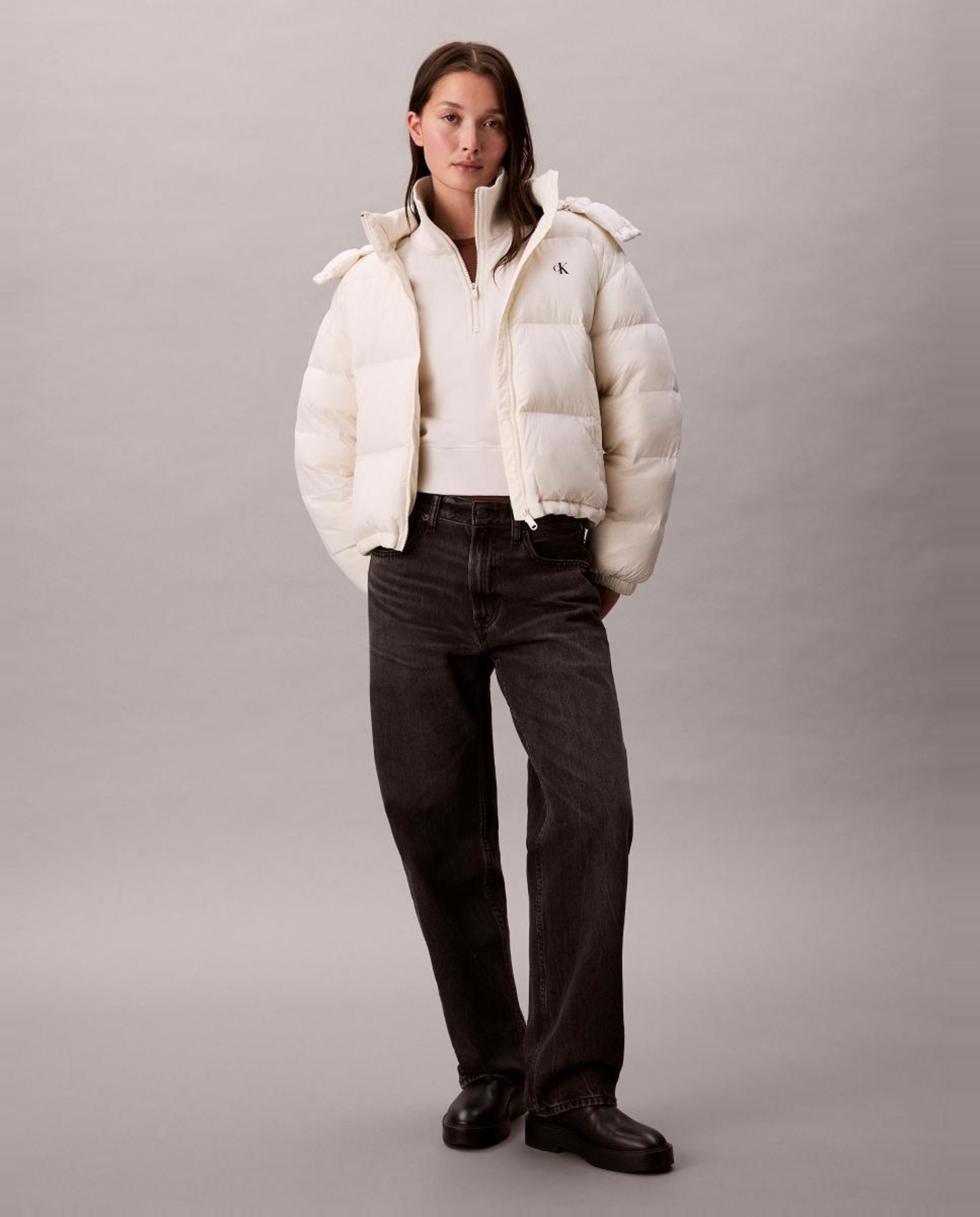 Casaco Puffer com Logótipo Branco-3
