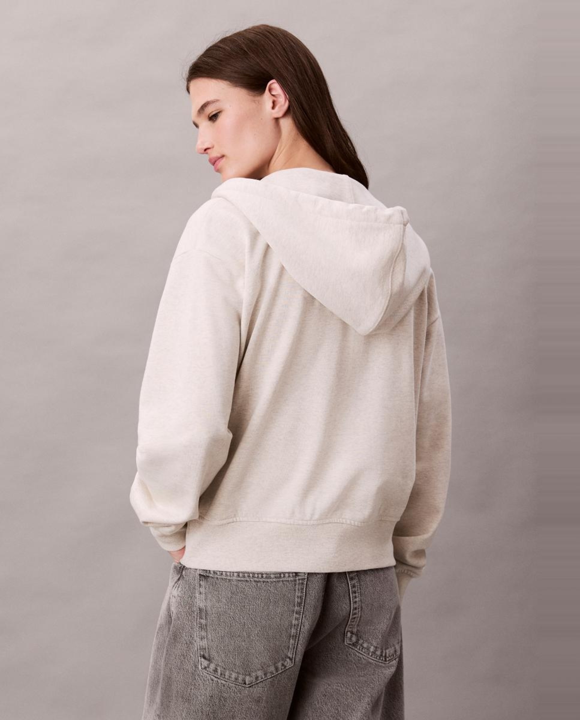 Sweatshirt com Capuz e Fecho de Correr Creme-5